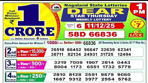 Nagaland State Lottery Sambad 1 PM Result Today 11-12-2025