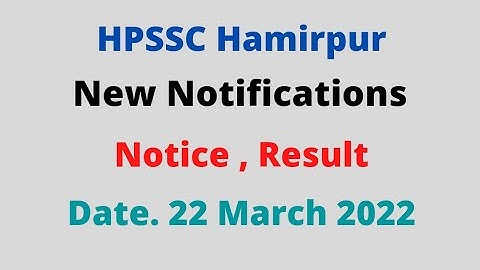 HPSSC Hamirpur New Notifications (22 March 2022)