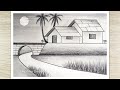 How to draw scenery of moonlight night by pencil sketch pencil drawing for beginners