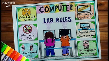 Computer Lab Rules chart drawing / How to draw Computer Lab Rules easy and step by step for projects