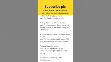 WB Class 12 3rd Semester English Council Model Paper 2025 | Solved Question Answer
