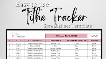 Tithe Tracker Excel Spreadsheet, Tithes and Offerings, Church Donations, Contribution Google Sheets