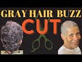 Flattering Female Gray Hair Buzz Cut | and gray hair transition stories