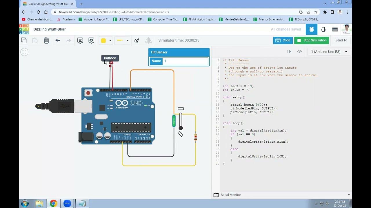 Tilt Sensor & Arduino using Tinkercad - YouTube