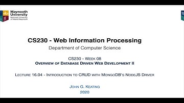 CS230 L16.04 Introduction to CRUD with MongoDB