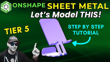 Onshape SHEET METAL - Best Tutorial for Intermediate - TIER 5 Challenge - TABLET STAND