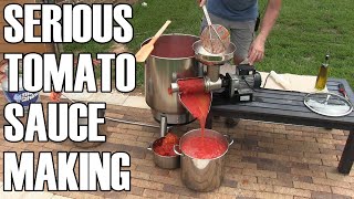 Making tomato sauce from garden to canning jars