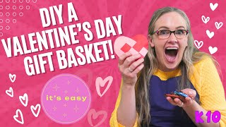 Make a DIY ❤️VALENTINE’S DAY❤️GIFT BASKET craft with JUST paper! Easy DIY for school - no glue!