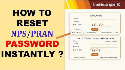 HOW TO RESET NPS/PRAN PASSWORD | INSTANT NPS/CPS/PRAN PASSWORD RESET | CHANTI YASAM