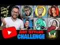 Drawing 6 YOUTUBERS in DIFFERENT STYLES..? | Art style SWAP Challenge | ART YouTubers