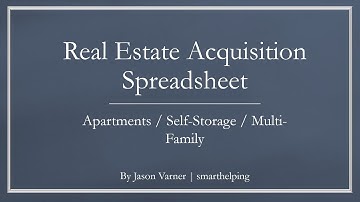 Real Estate Acquisition Model: Apartments / Self-Storage / Multi-Family