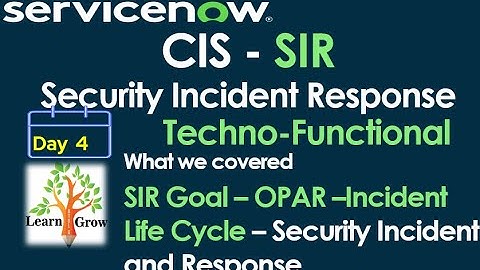 CIS-SIR | Day4 SIR Goal - OPAR - Incident Response Life Cycle -Security Incident and Response Action