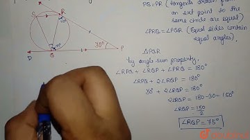 In the given figure, tangents PQ and PR are drawn to a circle such that angle RPQ = 30°. A chord...