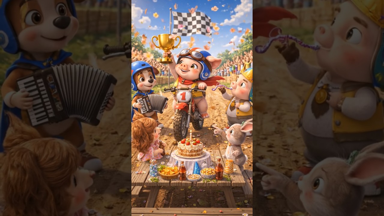 Cute Pig Won the Bike Race 😍🏆 | AI Cartoon 