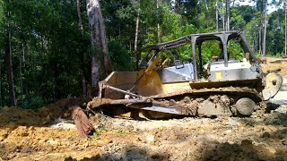 Tercepat...!!!Buldozer merobohkan kayu besar#buldozer #@dadiedandel1353