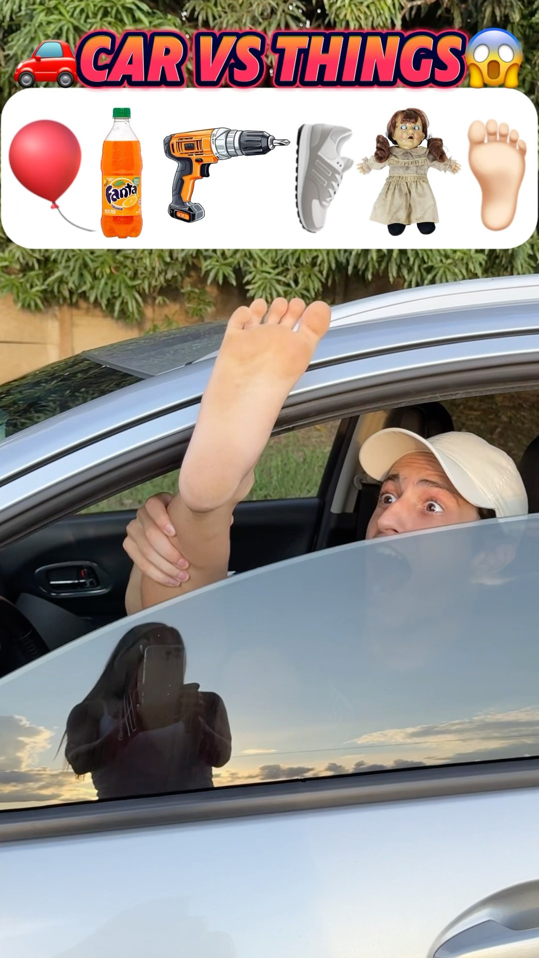 Será que o vidro automático vai cortar o pé?!? #shorts #challenge