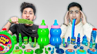 Blue Vs Green Food Challenge | Eating Only On Colour Food Challenge