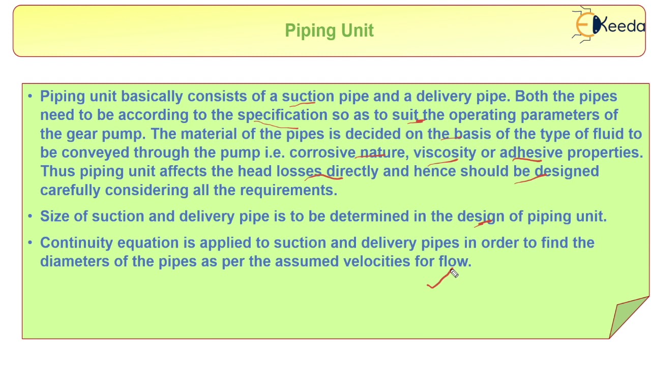 Gear Pump Suction and Delivery Pipe Design of Pump Design of