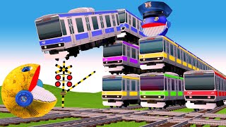 踏切アニメあぶない電車 3 High Train Vs Pacman踏切Fumikiri 3D Railroad Crossing Animation