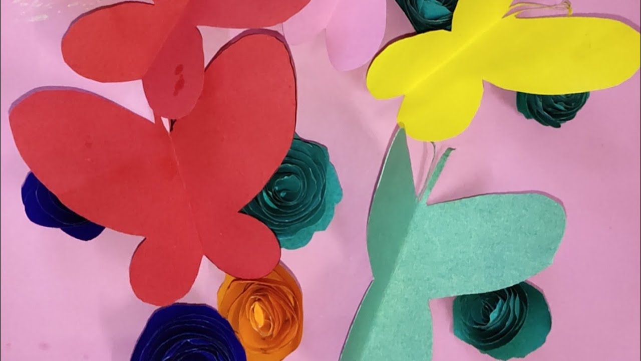 Chart Paper se Rose flower aur Butterfly banane ka asan tarika YouTube