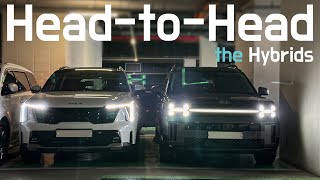 Hyundai Santa Fe Hybrid 2024 года и Kia Sorento Hybrid лицом к лицу