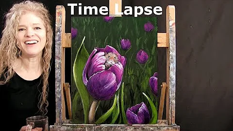 TIME LAPSE - Learn How to Paint "TULIP MOUSE HOUSE...