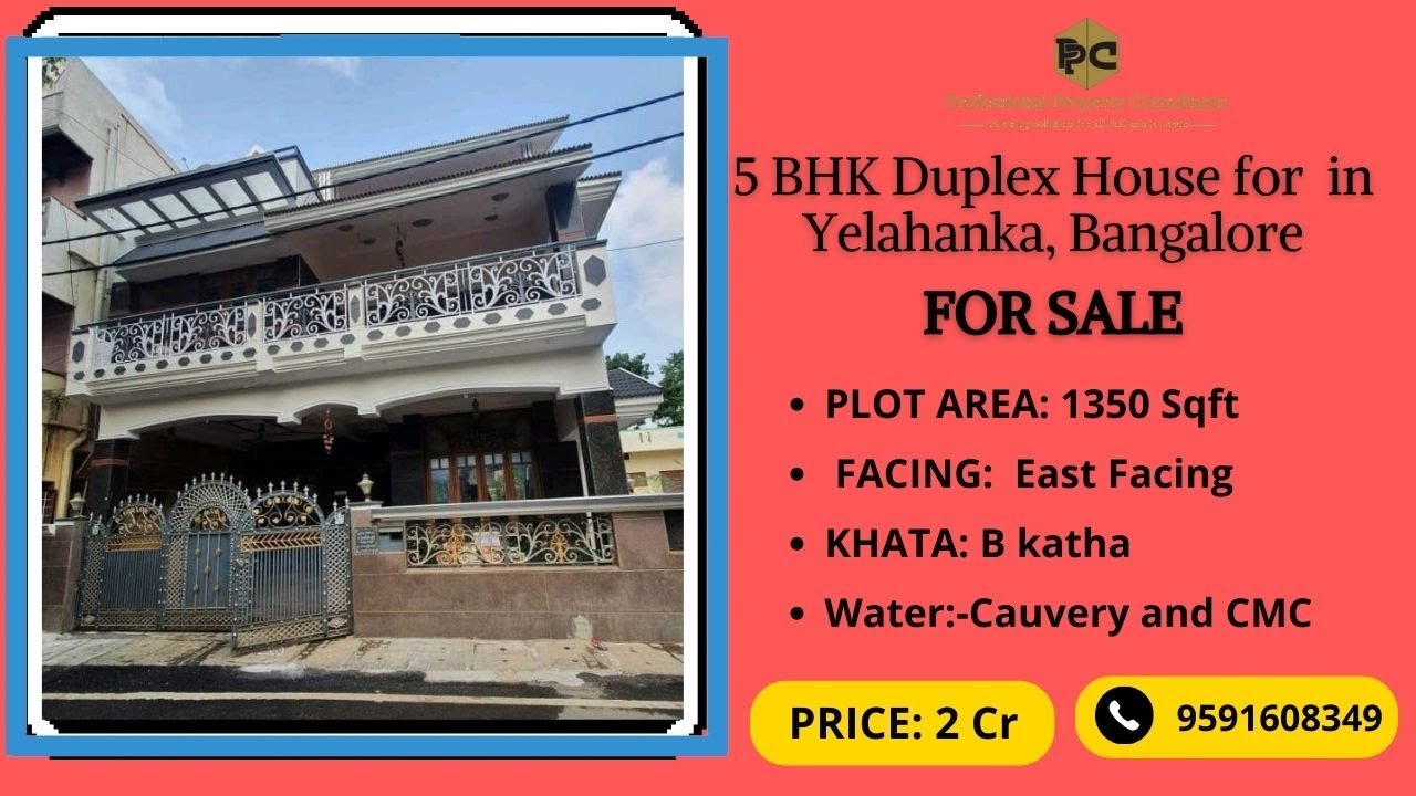5 BHK Independent Duplex house for sale at 2cr in Yelahanka Bangalore