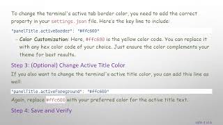 How to Change the Terminal Active Tab Border Color in VS Code