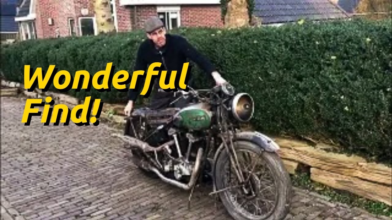 Barnfind BSA V-twin 1934 J11 500 cc motorcycle, authentic and unrestored J12, Y13