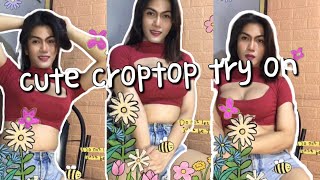 cute croptop try on |transgender