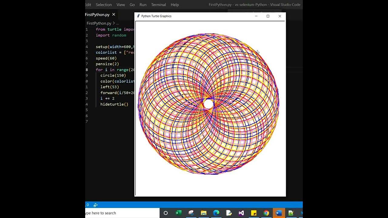 Draw a torus using python circle turtle Graphic - YouTube