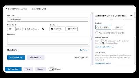 How to Apply Release Conditions to a Quiz in D2L Brightspace