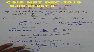 CSIR NET DEC-2016 Q.34 SET-B MATHS SOLUTION | RADIUS OF CONVERGENCE | ROC