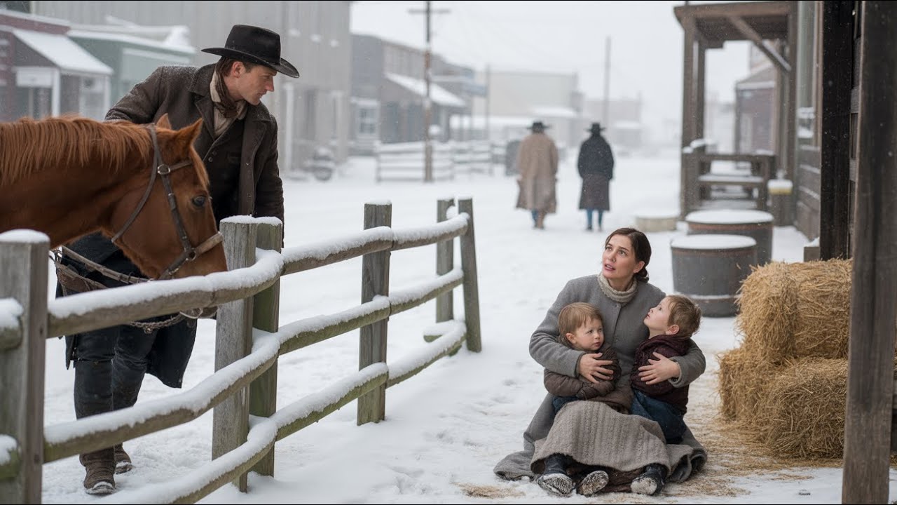 „Kommt her… alle“, sagte der Rancher — er sah die Witwe und ihre Kinder zittern.