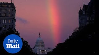 Stunning Time-Lapse Of A Rainbow And Sunset Over Us Capitol