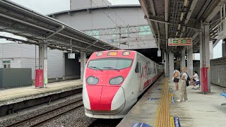 2025/06/05 124次TEMU2000型普悠瑪號桃園站中速通過 提醒您普悠瑪號為禁止站票與無座票班次 持悠遊卡、一卡通等電子票證,以及使用行政院TPASS通勤月票的旅客〔禁止搭乘〕