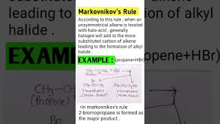 Markovnikov's Rule #Organic chemistry