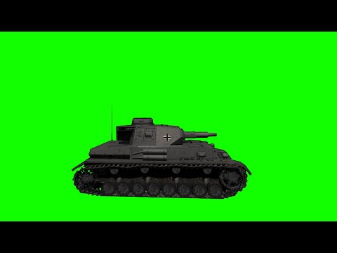 Panzer IV F tank fire 2 green screen