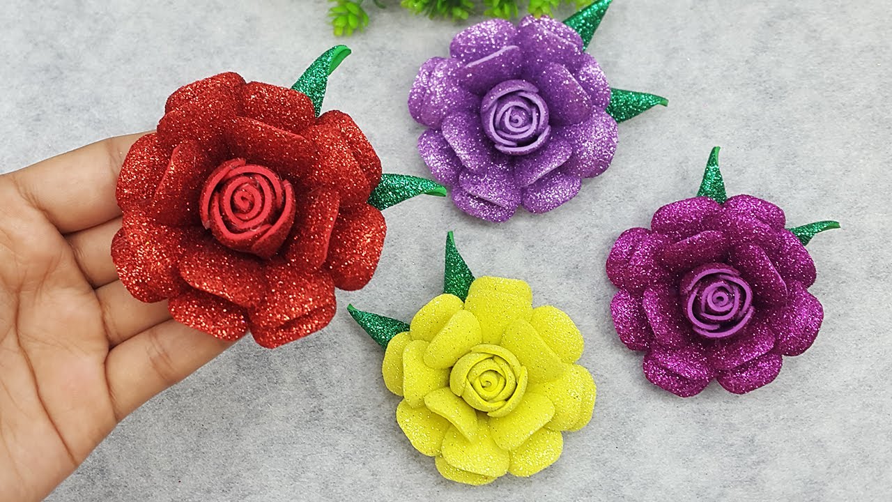 Crafting Beautiful Foamiran Roses EVA Foam Sheet Rose and Glitter