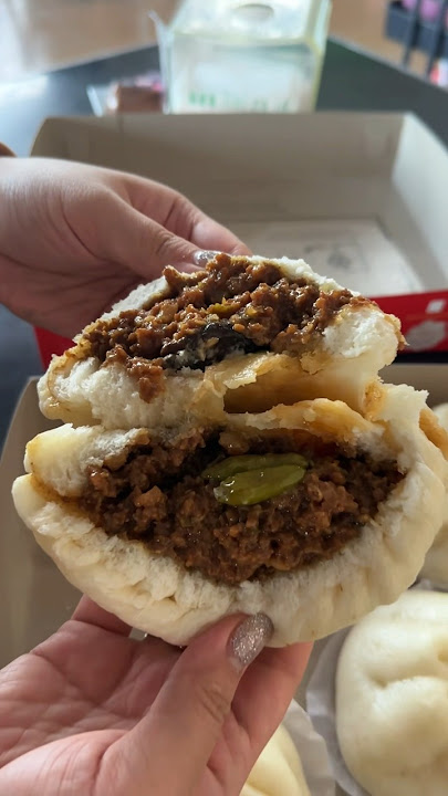 Fluffy Chinese Buns (Bakpao) with pork & salted egg filling at Bakpao Aeng, Medan, Indonesia