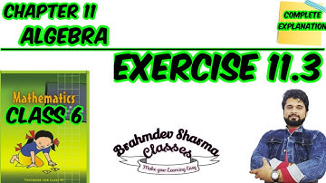 class 6 exercise 11.3 | chapter 11 | algebra | class 6 ncert math solution | Brahmdev Sharma sir