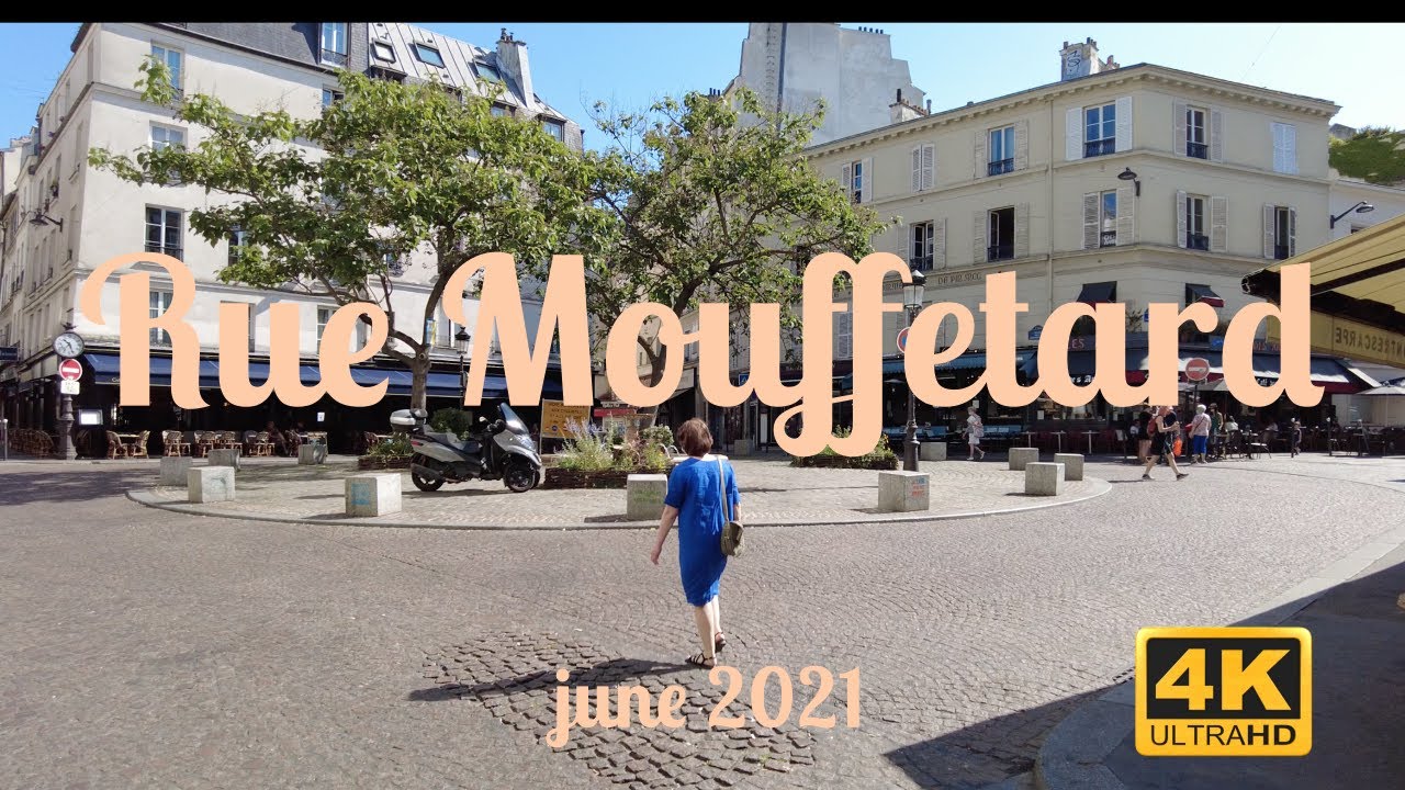 🇫🇷 Rue Mouffetard, Paris, 5e, walk tour 4K, june 2021