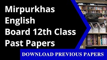12th Class English Past Mirpurkhas Board