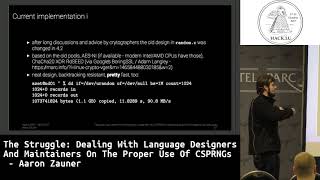 Hack.lu 2017 The Struggle: dealing with language designers & maintainers on proper use of CSPRNGs