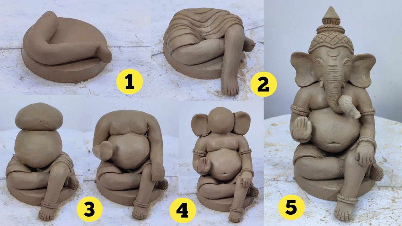 🌺 गणेश जी की मूर्ति बनाने का सबसे आसान तरीका | Very Easy Ganpati Murti Making process in Shadu clay