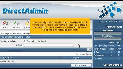 Creating a mailing list with DirectAdmin