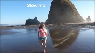 Running girl in slow motion (Cannon beach, Oregon) screenshot 3