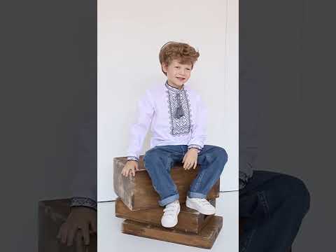 Вишиванка для хлопчика сіра вишивка, видео 1