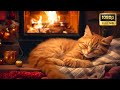Cozy room with purring cat and crackling fireplacedeep sleep stress relief meditate