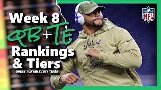 Ranking EVERY NFL Quarterback & Tight End - Week 8 QB & TE Tiers | 2025 Fantasy Football
